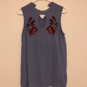 Blue shirt with flowers